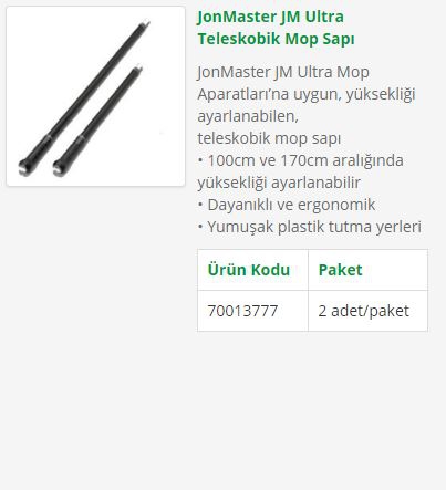 Jonmaster Mop Sapı ve Mop Aparatları